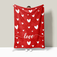 HKM-8062781 Heart Print Polyester Fiber Blanket - Warm and Cozy for All Seasons (Multiple Sizes Available)