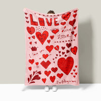 HKM-8062781 Heart Print Polyester Fiber Blanket - Warm and Cozy for All Seasons (Multiple Sizes Available)