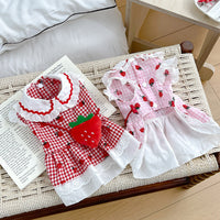HKM-8063549 Cute Strawberry Dress for Dogs in Red and Pink - Available in Multiple Sizes