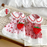 HKM-8063549 Cute Strawberry Dress for Dogs in Red and Pink - Available in Multiple Sizes