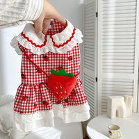 HKM-8063549 Cute Strawberry Dress for Dogs in Red and Pink - Available in Multiple Sizes