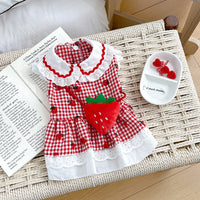 HKM-8063549 Cute Strawberry Dress for Dogs in Red and Pink - Available in Multiple Sizes