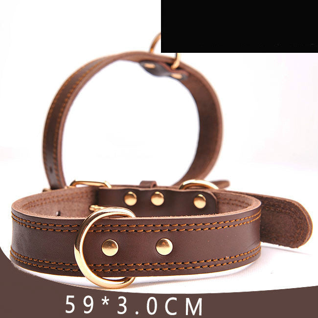 HKM-8063933 Leather Dog Collar for Small, Medium, and Large Dogs - Adjustable Cowhide and PU Leather with Multiple Sizes Available