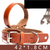 HKM-8063933 Leather Dog Collar for Small, Medium, and Large Dogs - Adjustable Cowhide and PU Leather with Multiple Sizes Available