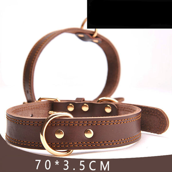 HKM-8063933 Leather Dog Collar for Small, Medium, and Large Dogs - Adjustable Cowhide and PU Leather with Multiple Sizes Available