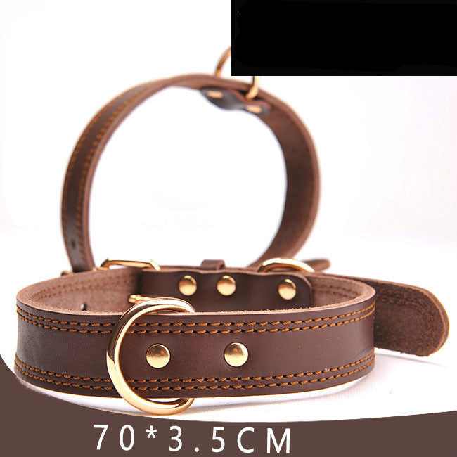 HKM-8063933 Leather Dog Collar for Small, Medium, and Large Dogs - Adjustable Cowhide and PU Leather with Multiple Sizes Available
