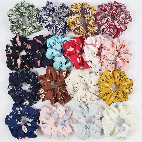 HKM-806419 Chiffon Flower Hair Band with Rubber Band - Bright Floral Accessory