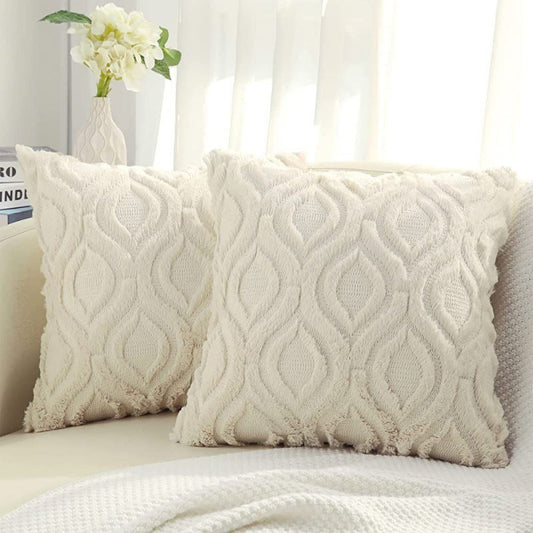 HKM-806547 Soft Plush Lumbar Cushion Cover in Hollow Flower Designs - Various Sizes Available