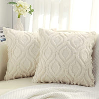 HKM-806547 Soft Plush Lumbar Cushion Cover in Hollow Flower Designs - Various Sizes Available