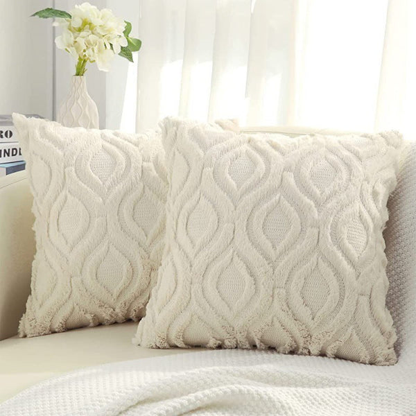 HKM-806547 Soft Plush Lumbar Cushion Cover in Hollow Flower Designs - Various Sizes Available