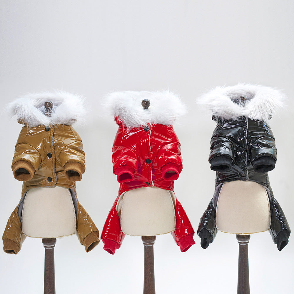 HKM-8066365 Thickened Cotton Padded Jacket for Warmth in Bright Red, Black, and Brown
