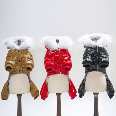 HKM-8066365 Thickened Cotton Padded Jacket for Warmth in Bright Red, Black, and Brown