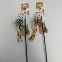 HKM-8066749 Cartoon Cat Teaser Stick with Wool Pom Poms for Interactive Play