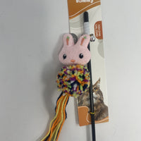 HKM-8066749 Cartoon Cat Teaser Stick with Wool Pom Poms for Interactive Play