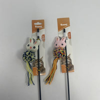 HKM-8066749 Cartoon Cat Teaser Stick with Wool Pom Poms for Interactive Play