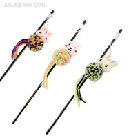 HKM-8066749 Cartoon Cat Teaser Stick with Wool Pom Poms for Interactive Play