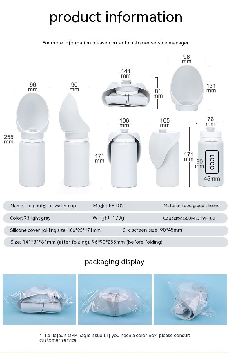 HKM-8067773 Portable Silicone Water Bottle for Pets - Large Capacity Dog Drinking Cup, Foldable & Lightweight