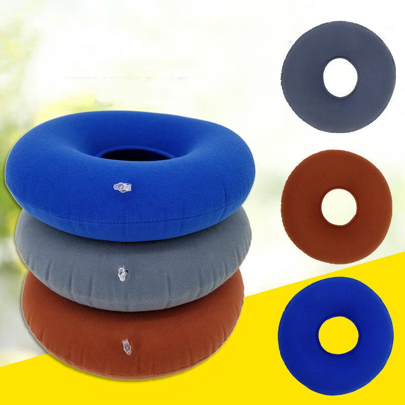 HKM-806803 Inflatable Round Commode Cushion with Pump – PVC Material in Blue, Brown, and Grey