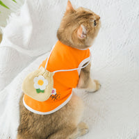 HKM-8068157 Breathable Orange Woven Cat Vest for Summer Comfort