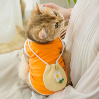 HKM-8068157 Breathable Orange Woven Cat Vest for Summer Comfort