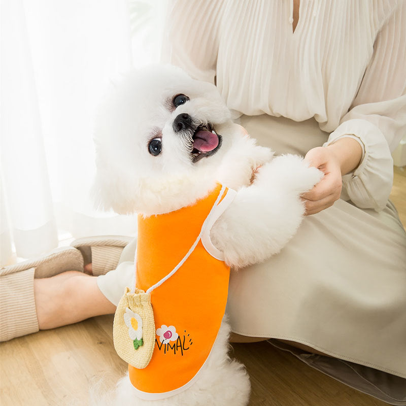 HKM-8068157 Breathable Orange Woven Cat Vest for Summer Comfort
