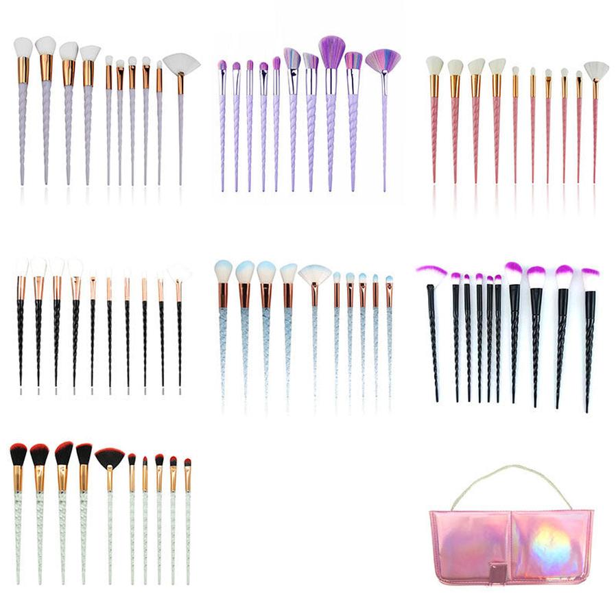 HKM-806867 Colorful 10-Piece Spiral Makeup Brush Set with Man-Made Fiber and Plastic Handles