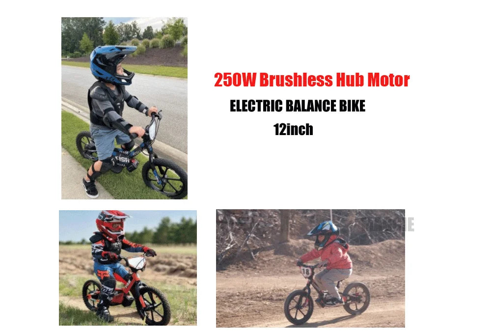 HKM-807059 250W 36V Electric Balance Bike for Kids - 12", 16", or 20" Wheels with Adjustable Speed