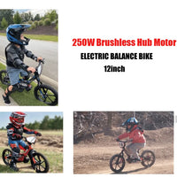 HKM-807059 250W 36V Electric Balance Bike for Kids - 12", 16", or 20" Wheels with Adjustable Speed