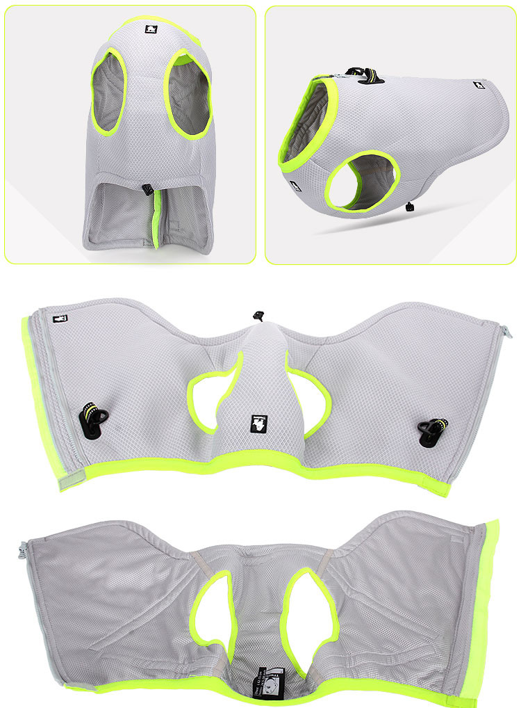HKM-8070973 Cooling Harness Suit for Dogs - Summer Traction and Breathable Design in Gray Green and Gray Orange
