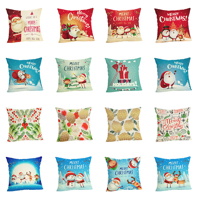 HKM-807187 Christmas-themed Linen Pillowcase 45x45cm with PP Cotton Filling