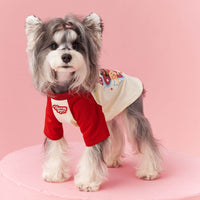 HKM-8072253 Summer Contrast Color Dog Clothes ¨C Stylish Cotton Pet Apparel in Red & Pink, Sizes XS to XXL