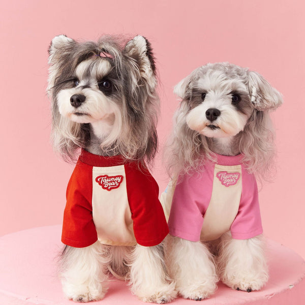 HKM-8072253 Summer Contrast Color Dog Clothes ¨C Stylish Cotton Pet Apparel in Red & Pink, Sizes XS to XXL