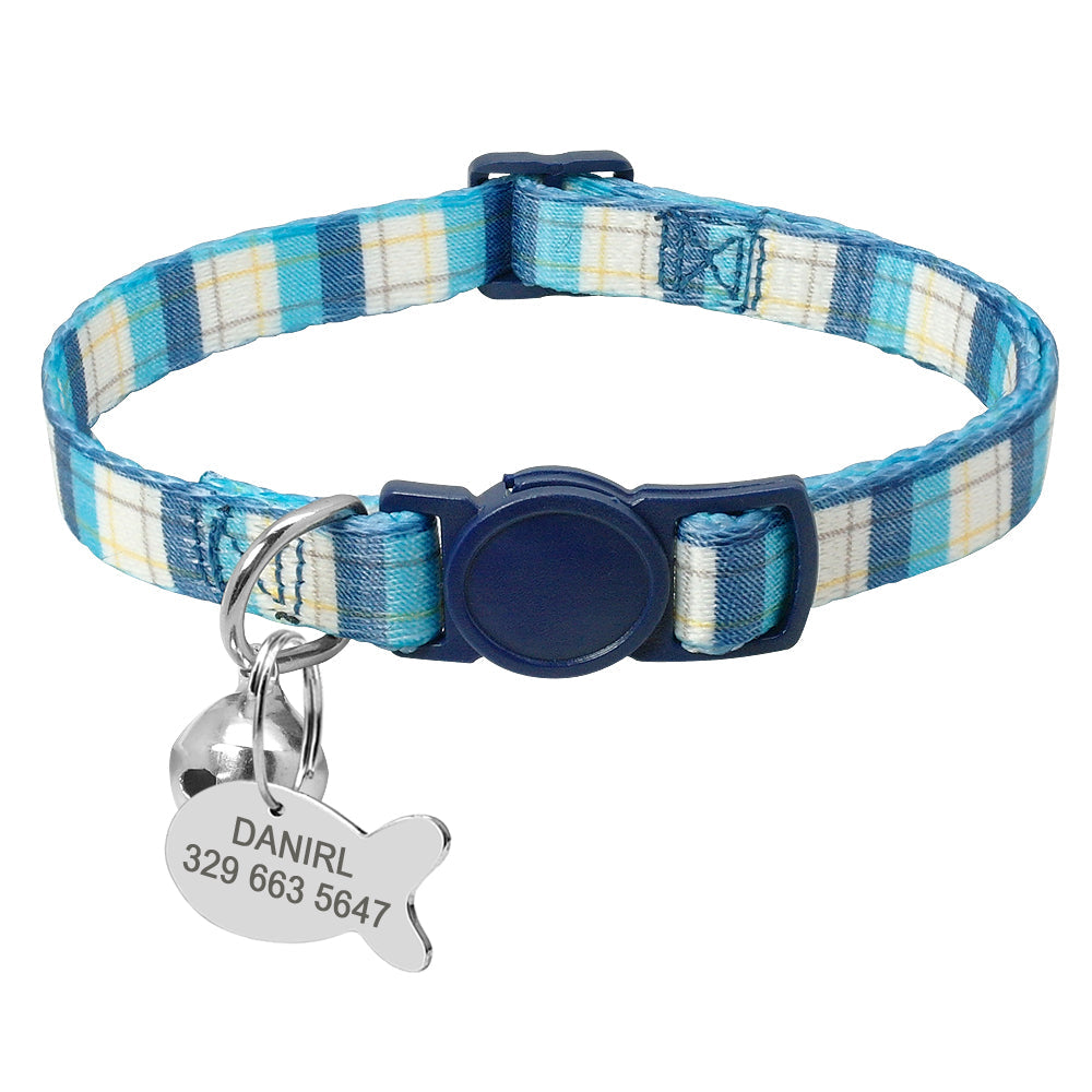 HKM-8073533 Adjustable Cat Collar with Anti-Lost Tag and Bell, 20-30cm Fit, XS-S Sizes