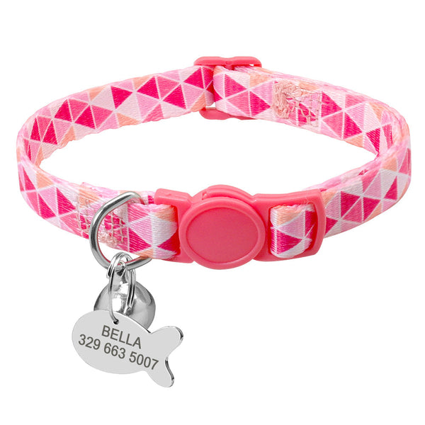 HKM-8073533 Adjustable Cat Collar with Anti-Lost Tag and Bell, 20-30cm Fit, XS-S Sizes