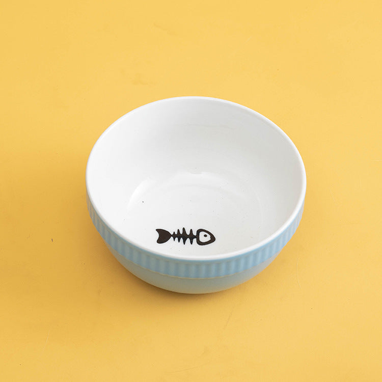 HKM-8073661 Ceramic Pet Bowl with High Foot for Neck Protection - Multiple Colors and Designs Available