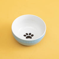 HKM-8073661 Ceramic Pet Bowl with High Foot for Neck Protection - Multiple Colors and Designs Available