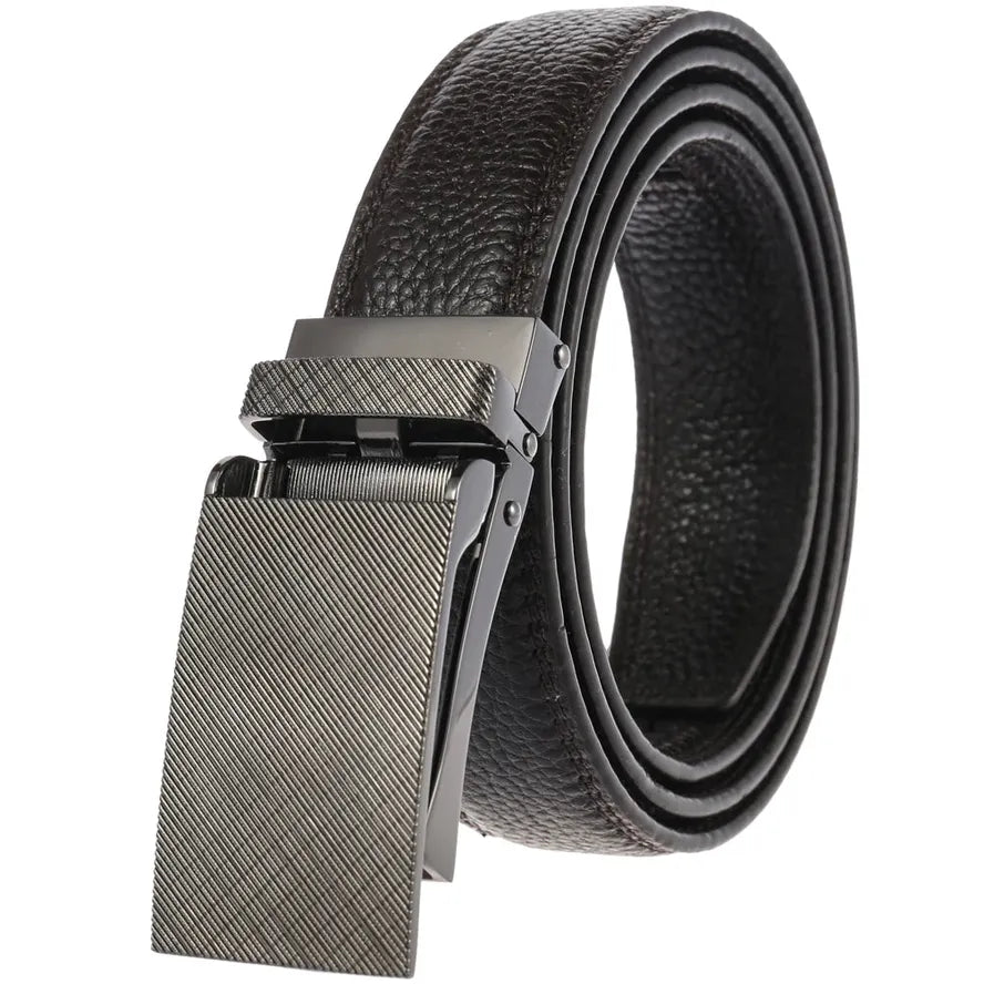 HKM-807507 Men's Leather Belt with Automatic Buckle - Model LY33-2170-5