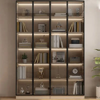 HKM-807507 Modern Wooden Bookshelf with Glass Doors - Stylish Storage Cabinet and Decorative Partition