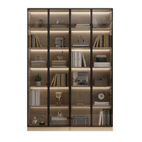 HKM-807507 Modern Wooden Bookshelf with Glass Doors - Stylish Storage Cabinet and Decorative Partition