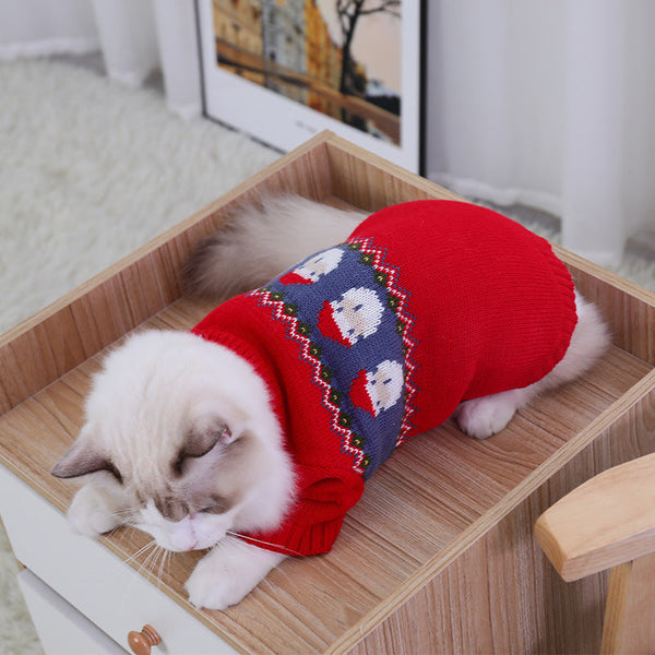 HKM-8075453 Cozy Red Jacquard Sweater for Dogs and Cats, Various Sizes Available