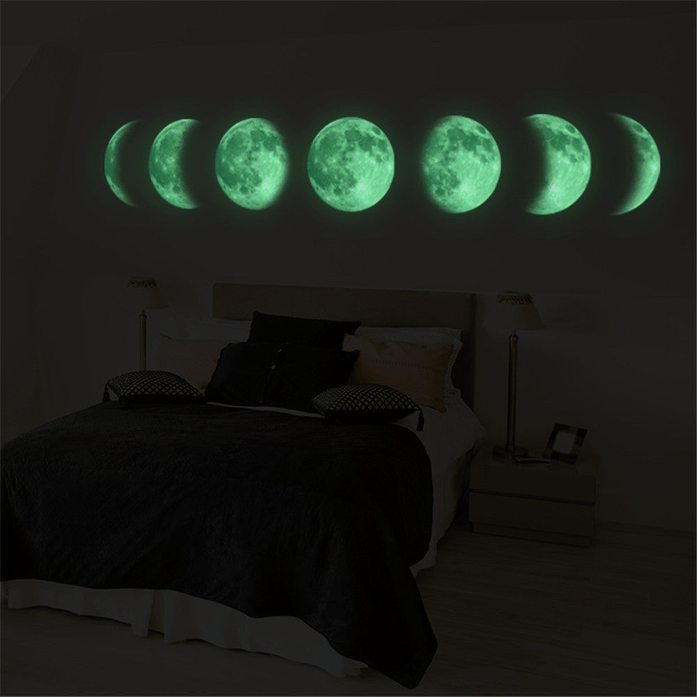 HKM-807571 Luminous Moon Map Wall Stickers for Modern Bedroom Décor