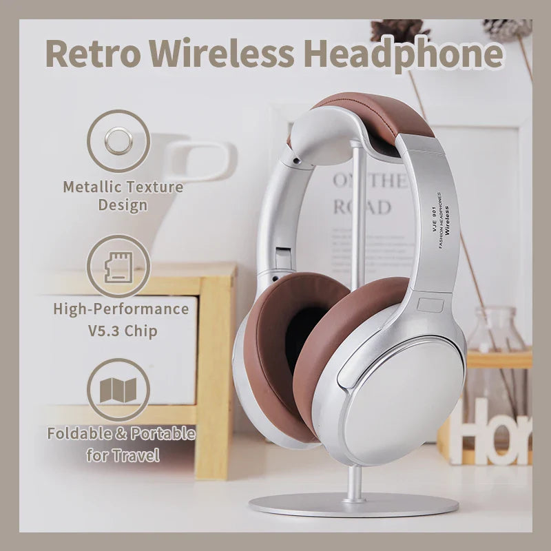 HKM-807635 Foldable Wireless Headphones with Mic, Bluetooth 5.3, 40mm Stereo Speakers
