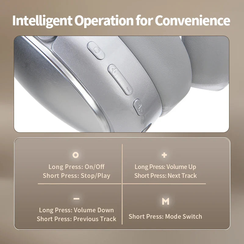HKM-807635 Foldable Wireless Headphones with Mic, Bluetooth 5.3, 40mm Stereo Speakers