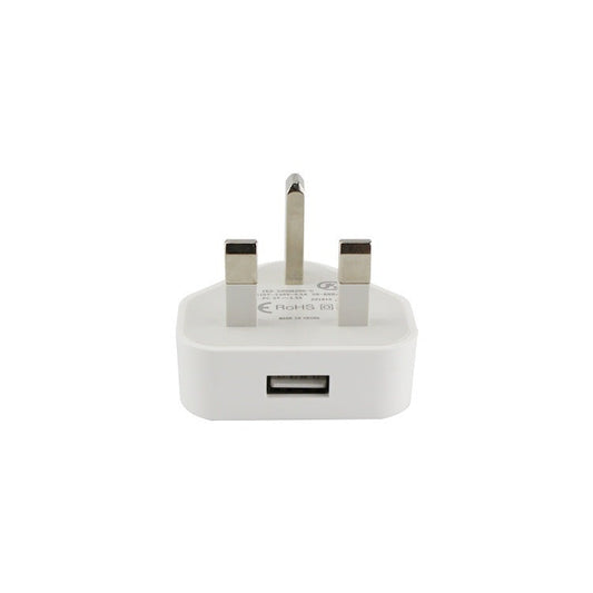 HKM-807699 5V1A British Standard Tripod USB Mobile Phone Charger Adapter, White/Black - Short Circuit & Overcurrent Protection, CE FCC ROHS Certified