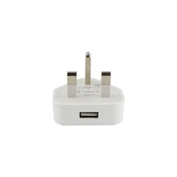 HKM-807699 5V1A British Standard Tripod USB Mobile Phone Charger Adapter, White/Black - Short Circuit & Overcurrent Protection, CE FCC ROHS Certified