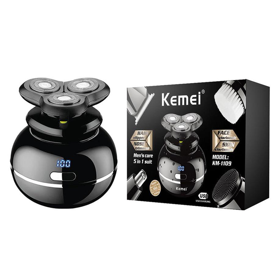 HKM-807699 Five-In-One Electric Shaver for Men with Detachable Rotary Heads and USB Charging