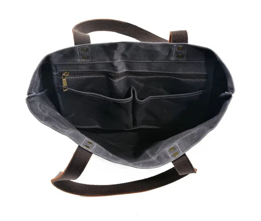HKM-807699 Vintage Women's Waterproof Handbag in Waxed Canvas and Leather - Classic Shoulder Bag