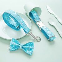 HKM-8077245 Personalized Polyester Dog Collar with Traction Rope and Bow Set