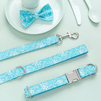 HKM-8077245 Personalized Polyester Dog Collar with Traction Rope and Bow Set