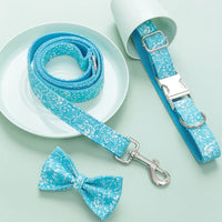 HKM-8077245 Personalized Polyester Dog Collar with Traction Rope and Bow Set
